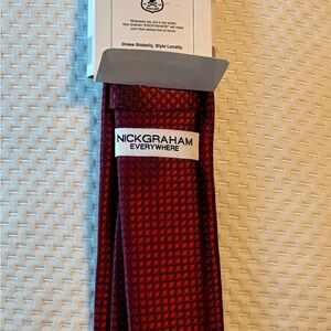 NICK GRAHAM DESIGNER TIE MEN'S BRAND NEW WINE COLOR FASHION HANDMADE NWT NECKTIE
